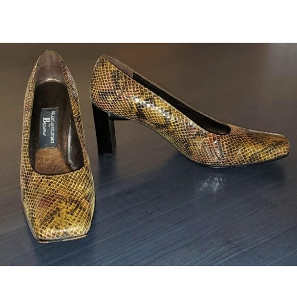 Stuart Weitzman animal print snake leather low heel shoes - Picture 1 of 11